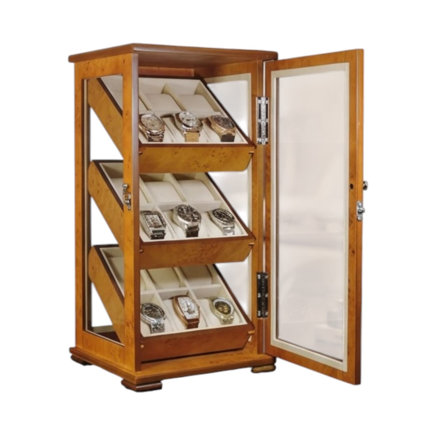 Lux Watch Box Co Watch Cabinet 18 Heritage 18 Watch Bureau - Burl Amber