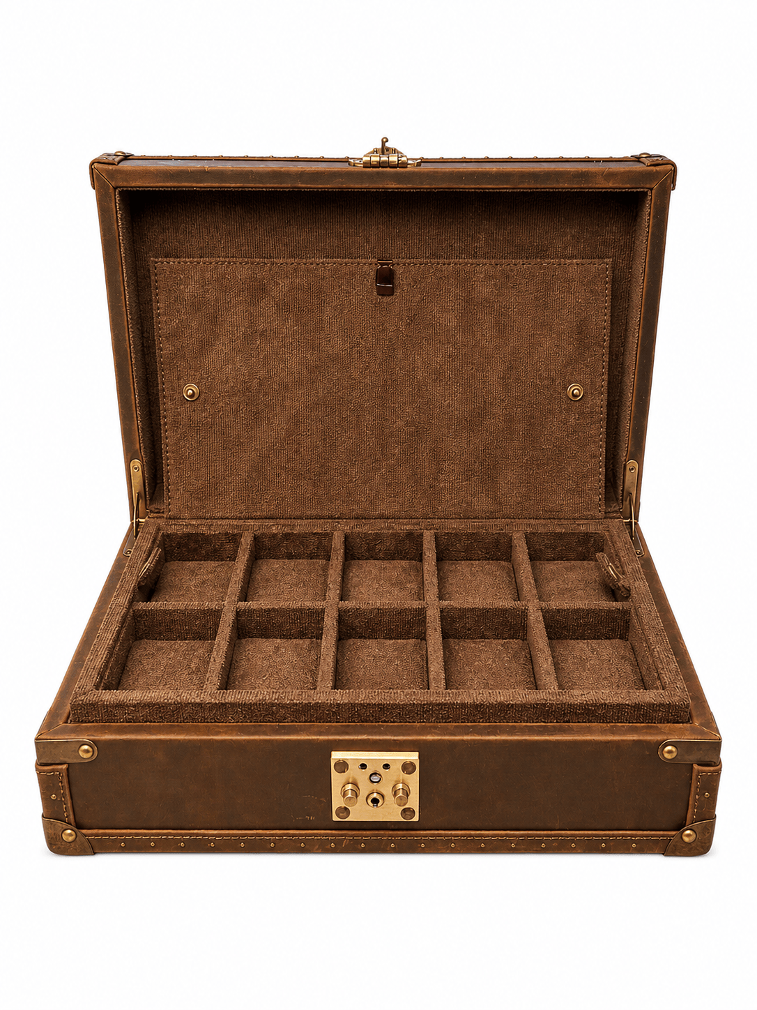 Lux Watch Box Co Watch Chest 10 Burlington 10 Watch Chest - Bourbon Leather