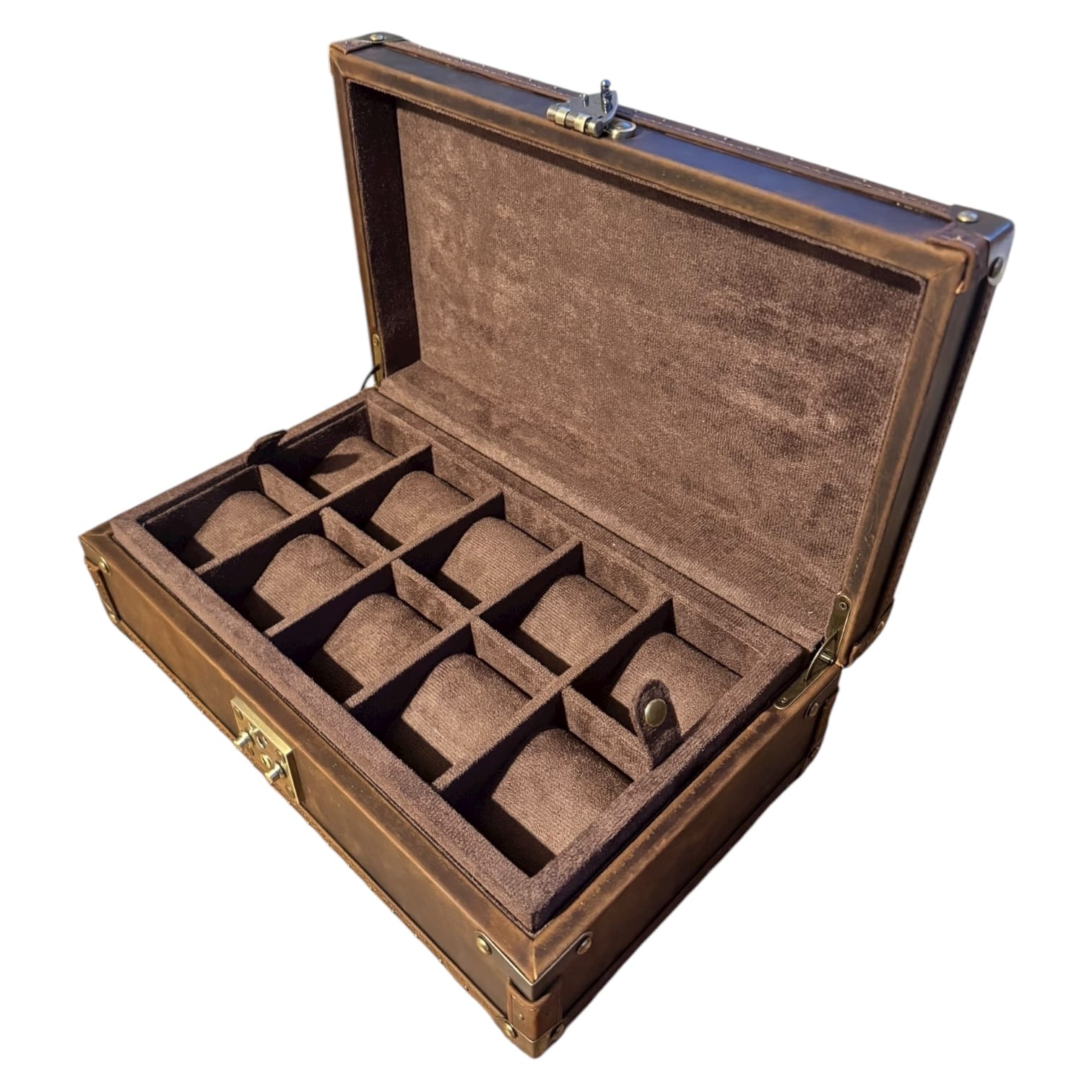 Lux Watch Box Co Watch Chest 10 Burlington 10 Watch Chest - Bourbon Leather