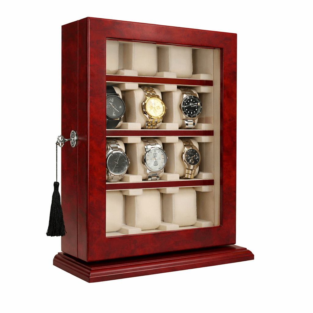 Lux Watch Box Co Watch Display 12 / Bordeaux Red Galleria Watch Frame
