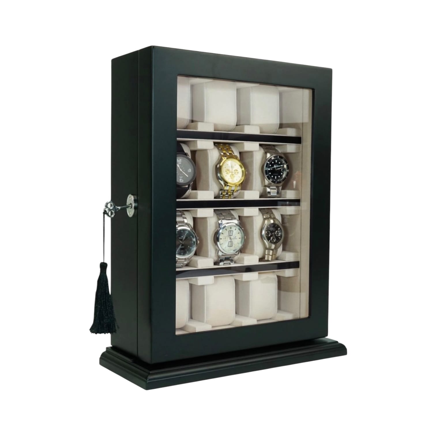 Lux Watch Box Co Watch Display 12 / Piano Black Galleria Watch Frame