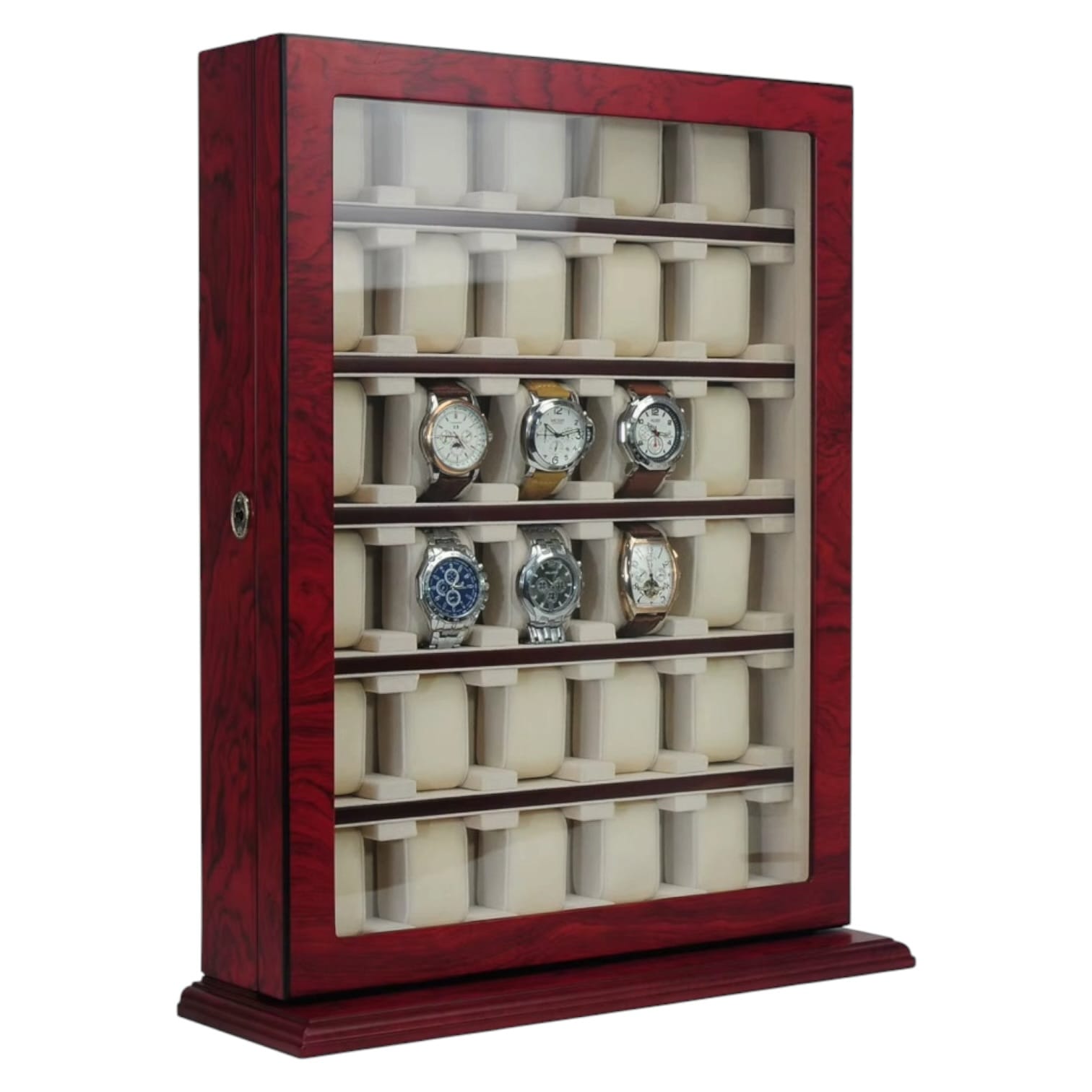 Lux Watch Box Co Watch Display 30 / Bordeaux Red Galleria Watch Frame
