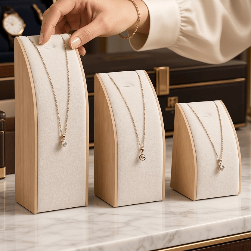 Lux Watch Box Co Watch Display Arc Pendant Necklace Stand - Ivory Oyster
