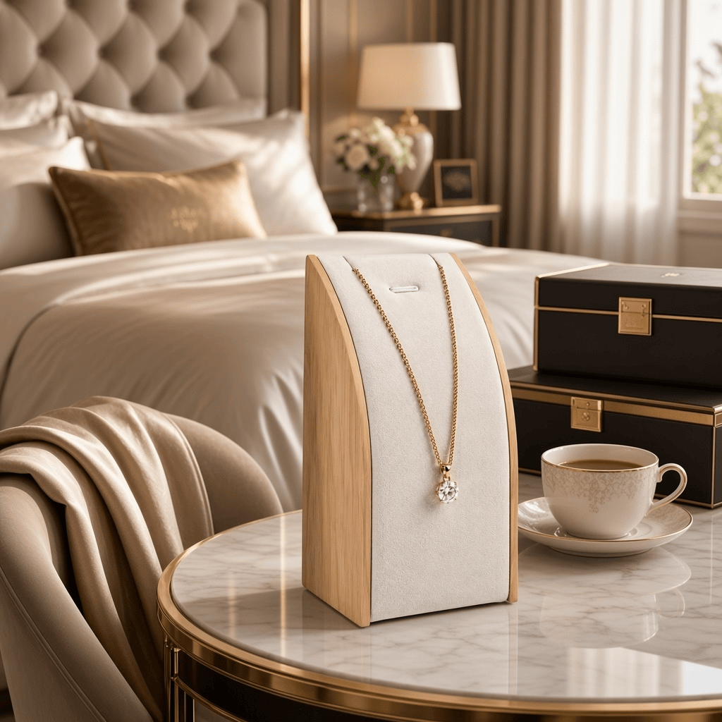 Lux Watch Box Co Watch Display Arc Pendant Necklace Stand - Ivory Oyster