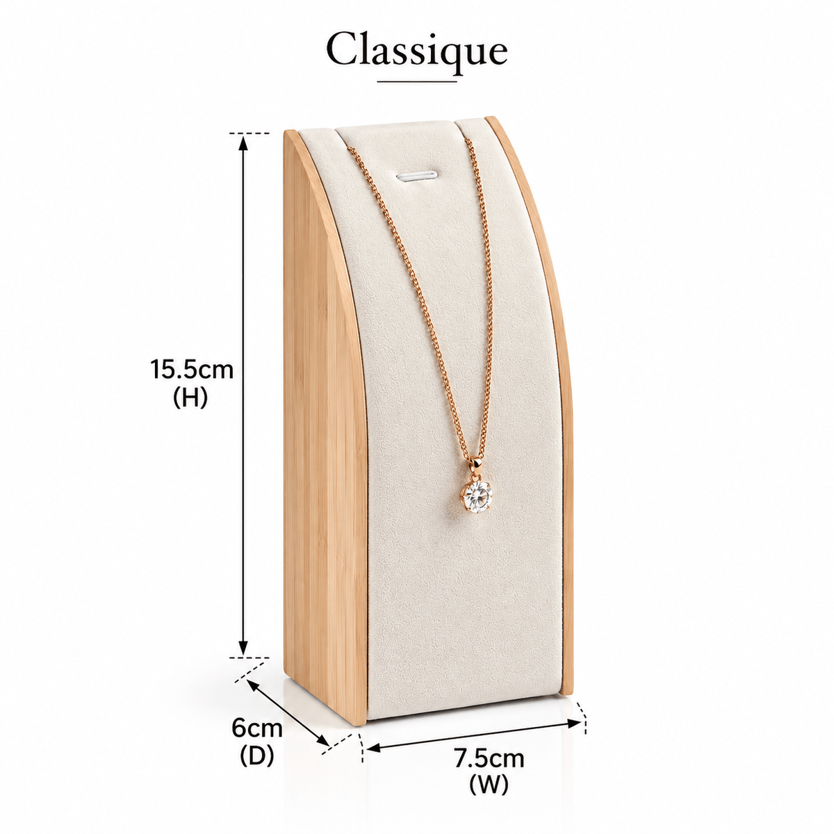 Lux Watch Box Co Watch Display Classique Arc Pendant Necklace Stand - Ivory Oyster