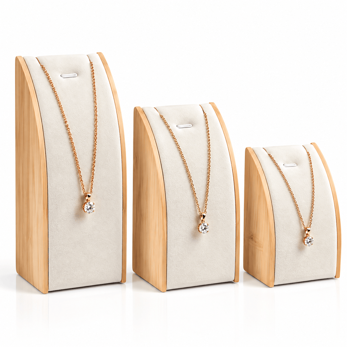 Lux Watch Box Co Watch Display Ensemble Complet Arc Pendant Necklace Stand - Ivory Oyster