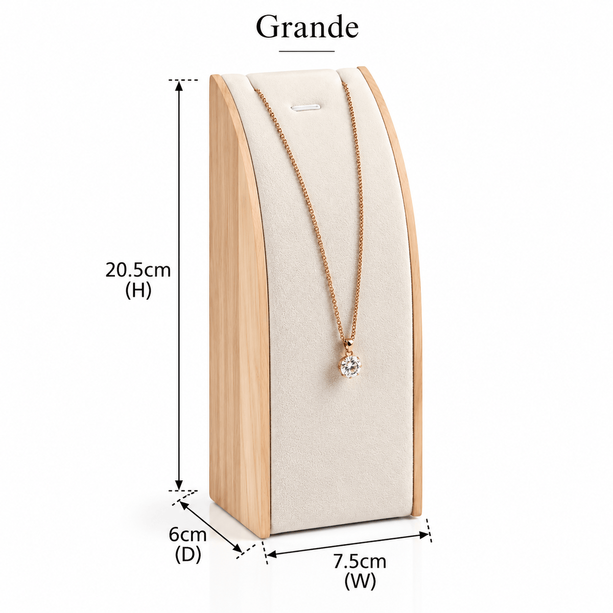 Lux Watch Box Co Watch Display Grande Arc Pendant Necklace Stand - Ivory Oyster