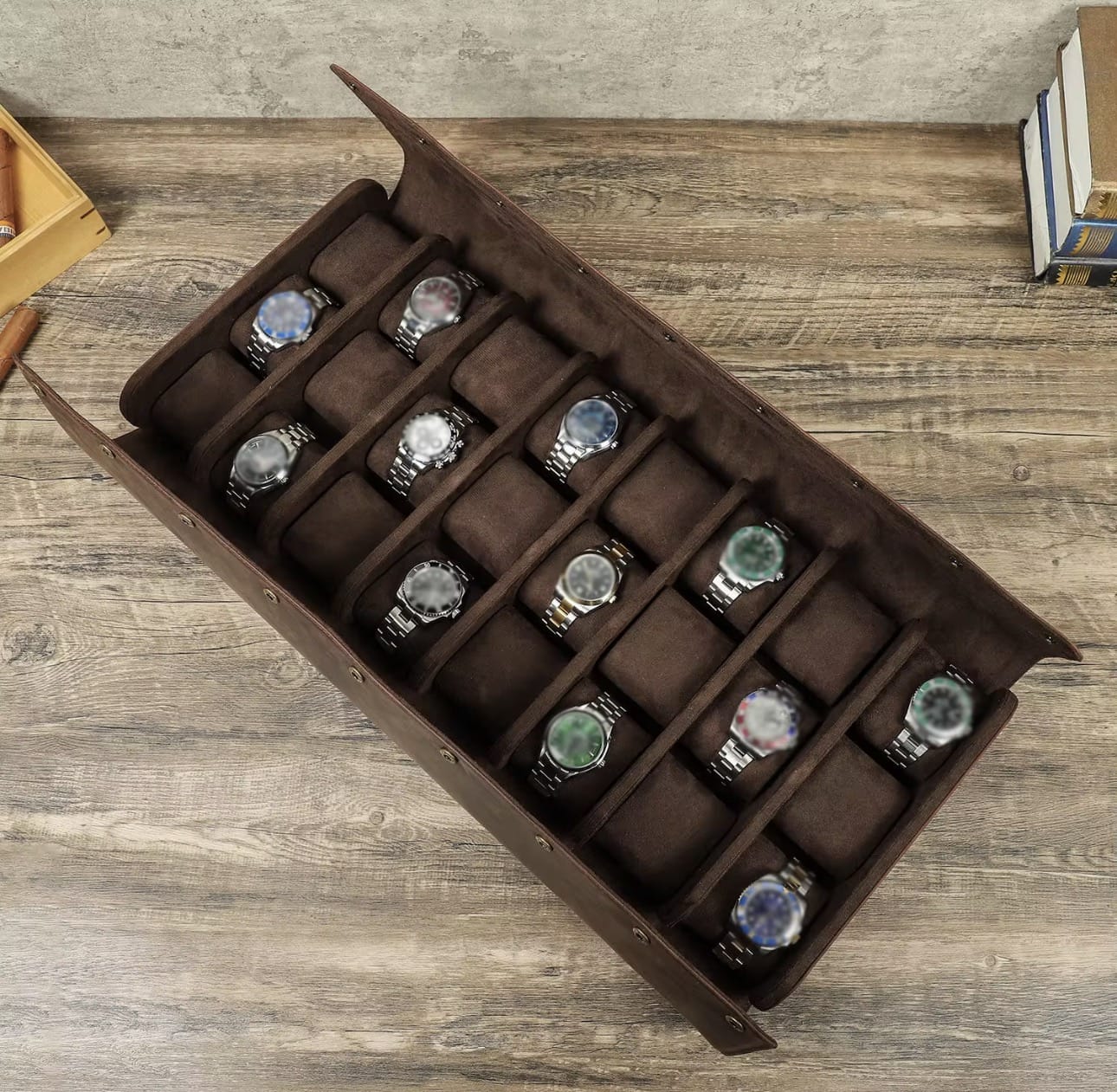Lux Watch Box Co Watch Portfolio 24 Burlington 24 Watch Portfolio - Bourbon Leather