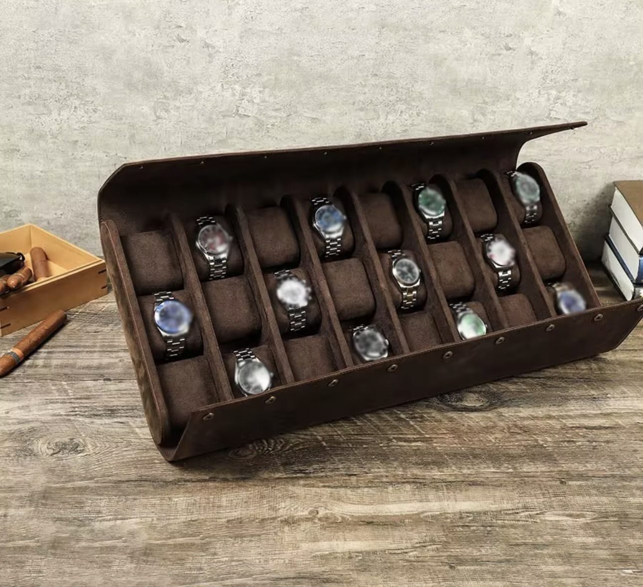 Lux Watch Box Co Watch Portfolio 24 Burlington 24 Watch Portfolio - Bourbon Leather