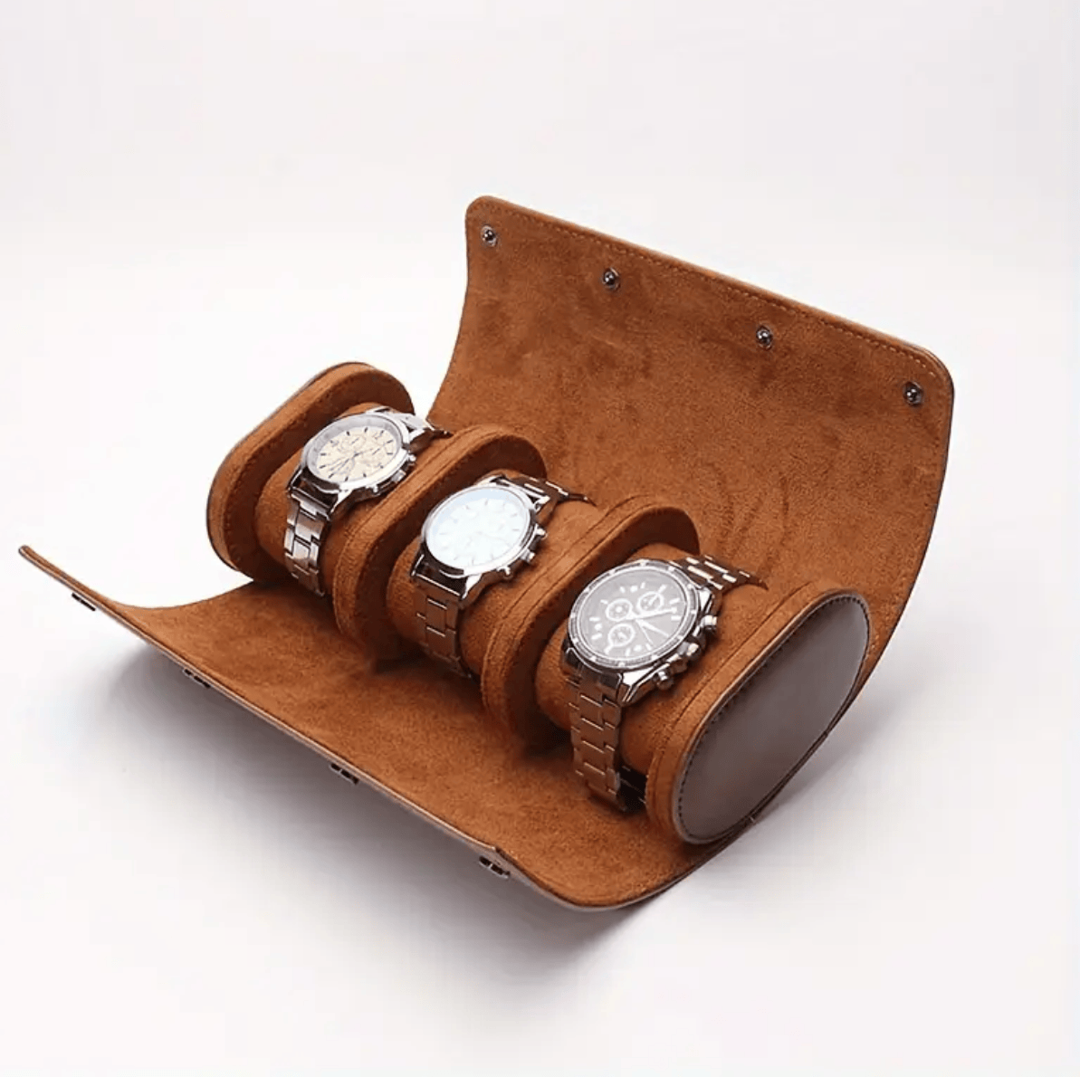 Lux Watch Box Co Watch Roll Brown / 3 Journey 3 Watch Roll
