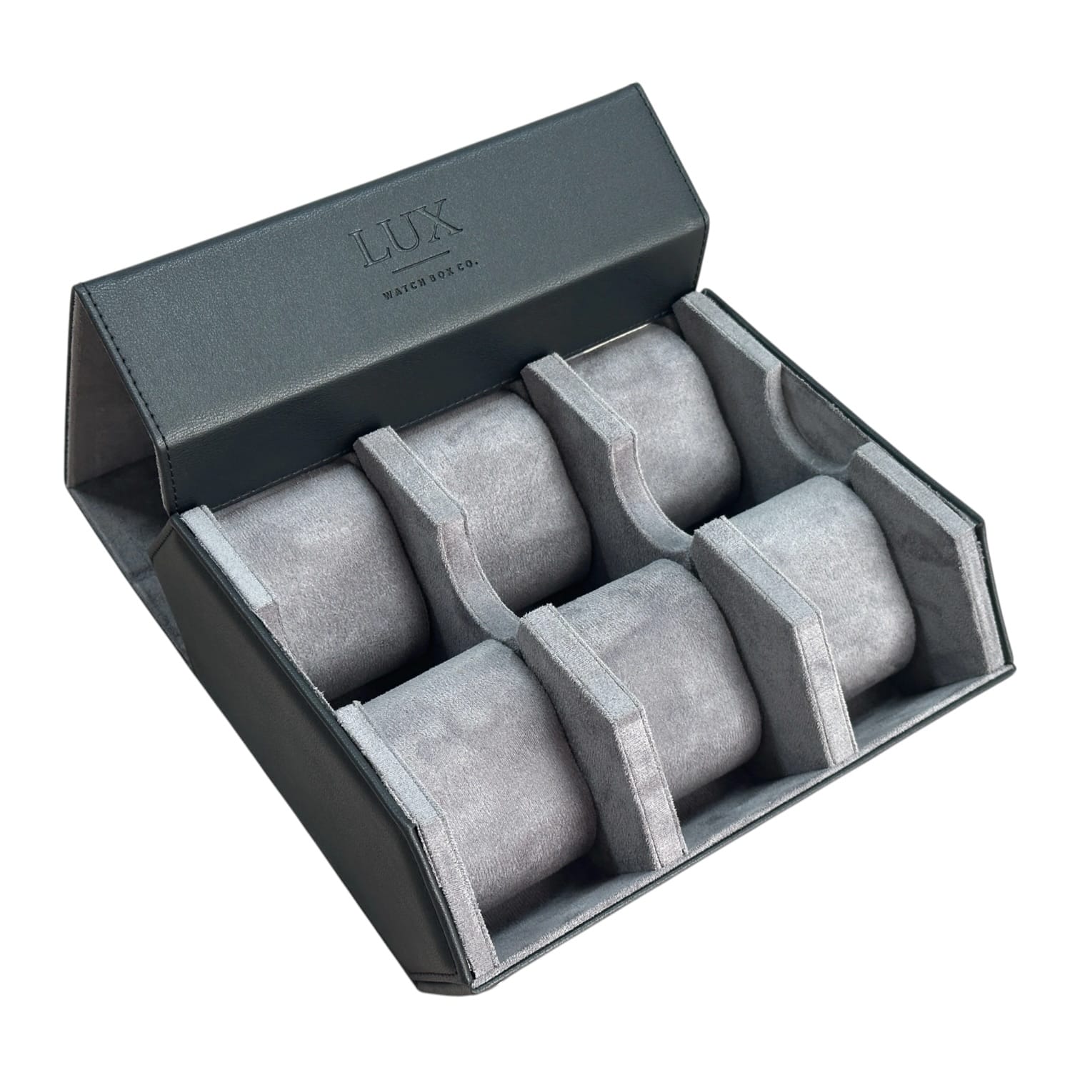 Lux Watch Box Co Watch Roll Slate Noir / 6 Atlas Hexagon 6 Watch Roll