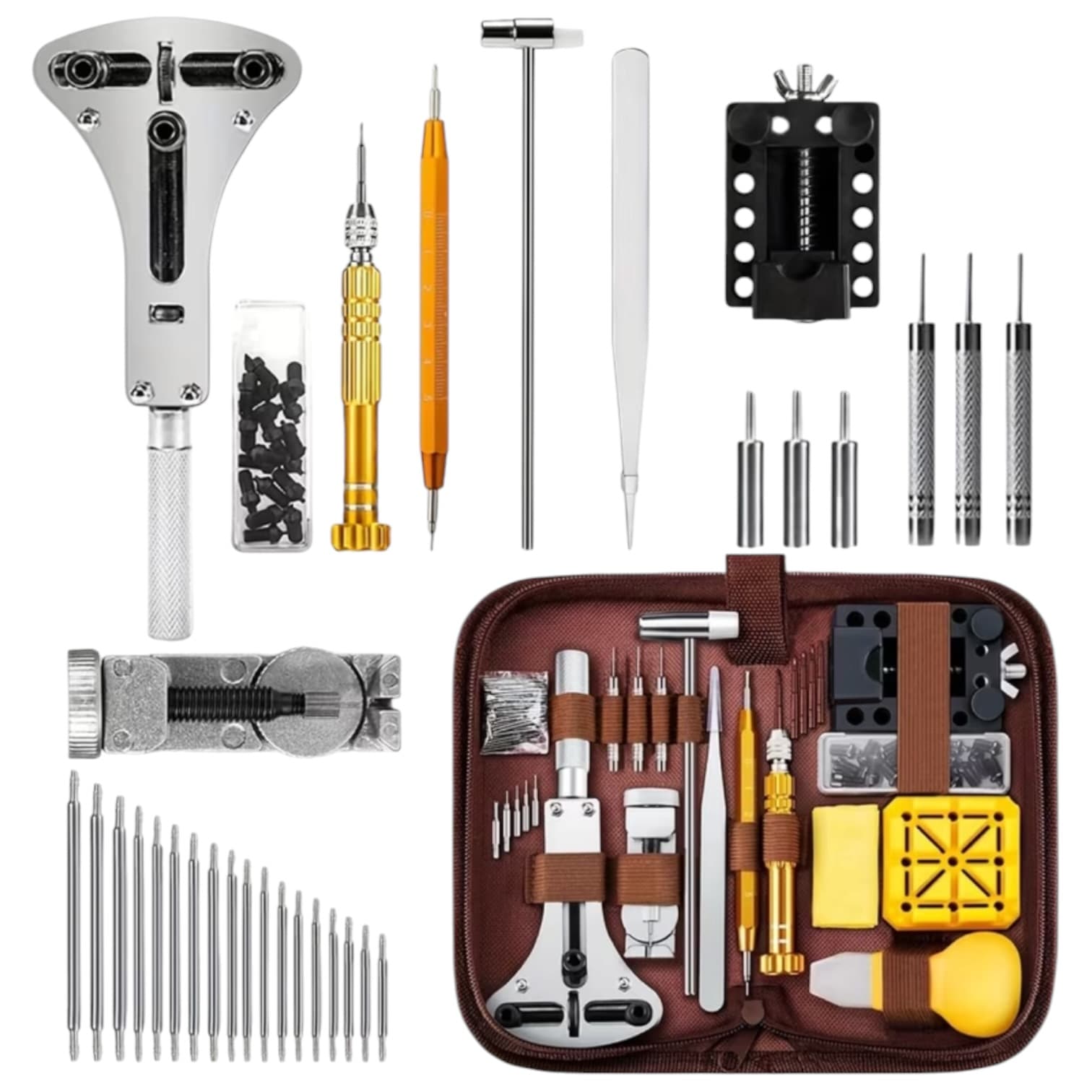 Lux Watch Box Co Watch Tool Brown Watch Toolkit By Lux - 149 Pieces.